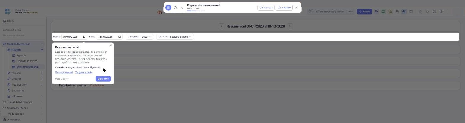 Paso 2: el asistente señala el filtro de comerciales