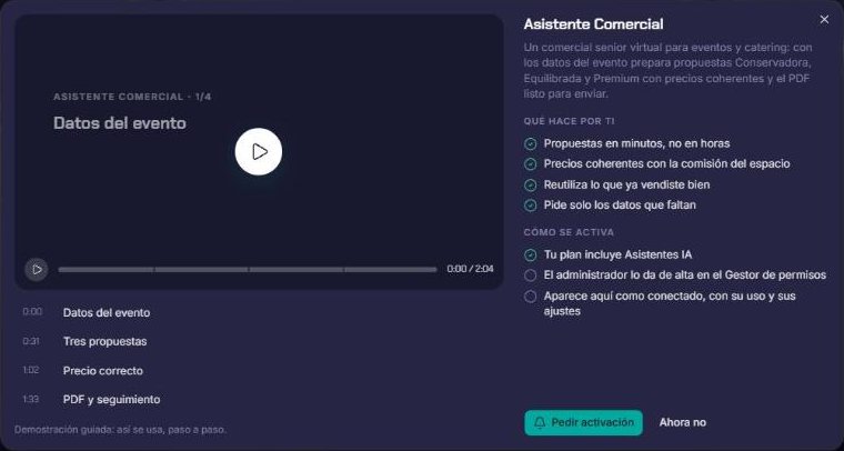 Demostración guiada del asistente comercial