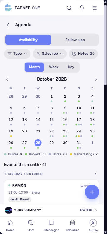 Availability calendar by month