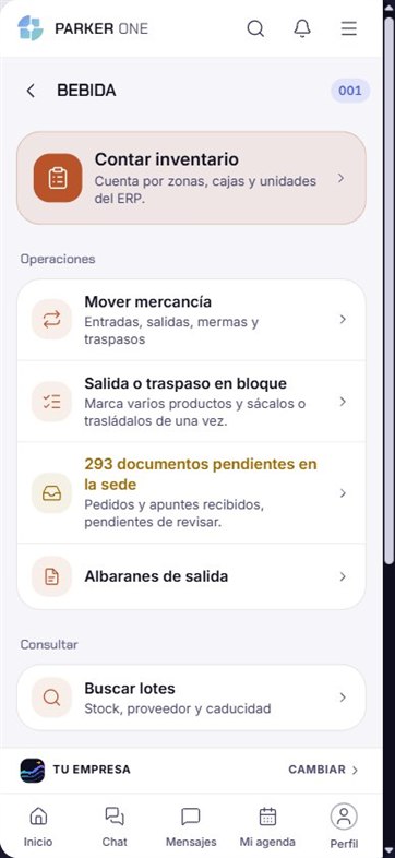 Operaciones de un almacén en Parker One