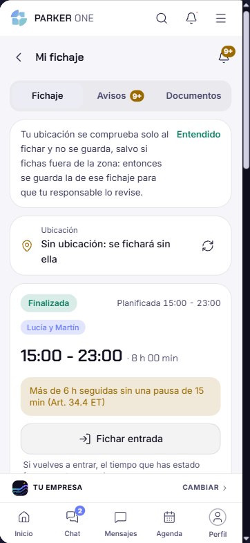 Mi fichaje: fichar entrada con el turno del día
